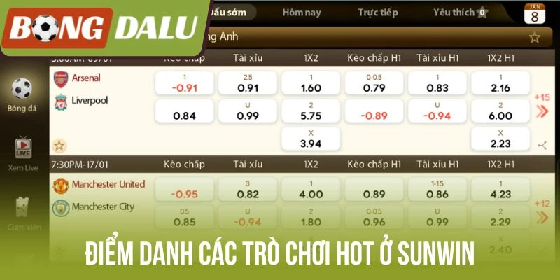 Điểm danh các trò chơi hot ở Sunwin