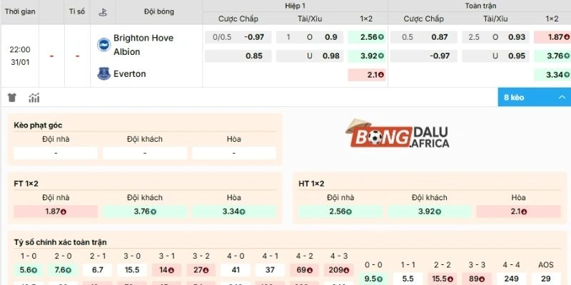 Nhận định kèo Brighton vs Everton